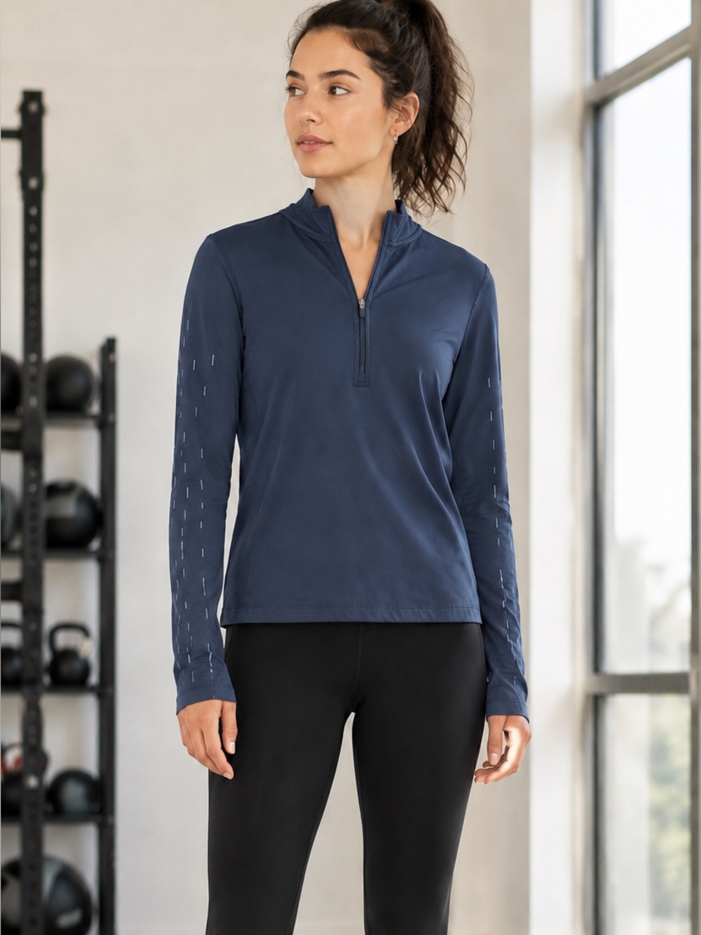 Nike Dri-FIT Navy Reflective Running Top Size Medium